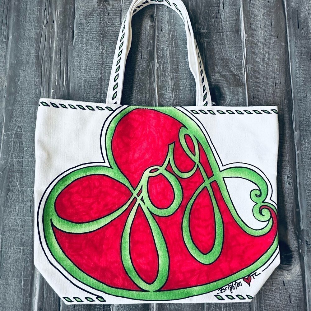 Brighton Joy Christmas Holiday Cardinal Heart Tote Bag